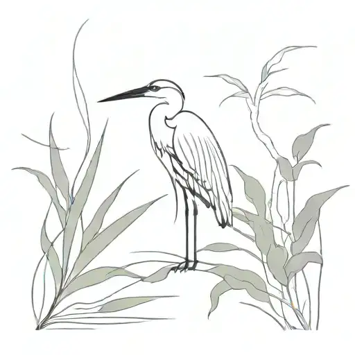 An Abstract Representation Of A Heron Blending Into The Jungle Foliage