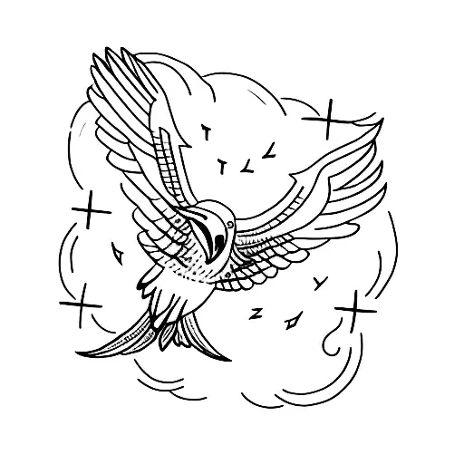 A Minimalist Tattoo Design Combining A Quote About Strength With An Eagle Flying Overhead