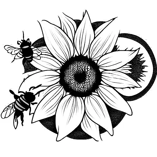 Sunflower And Honeybee