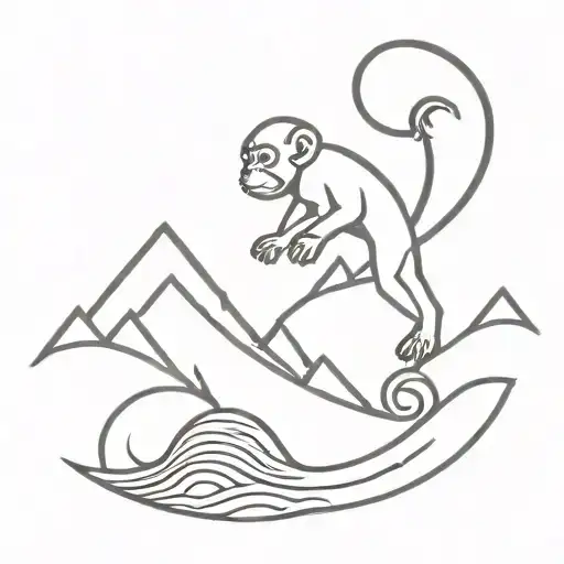 Mountain Palm Monkey And Wave