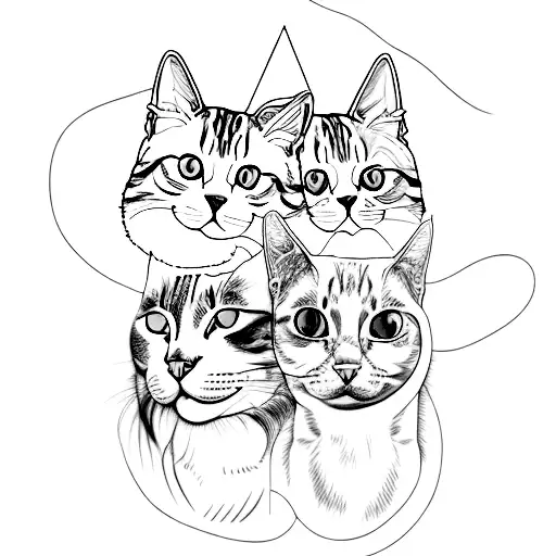 A Realistic Portrait Of The Client's Two Cats With Their Names Hidden Within The Fur
