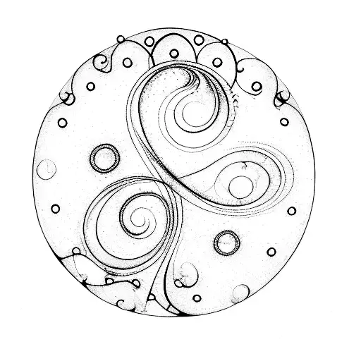 A Blue And White Circle With Swirls