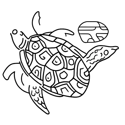 Turtle Eating Pinapple And Have Number 33 On Shell