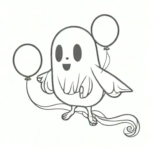 A Cartoon Character In A Ghost Costume Holding A Balloon