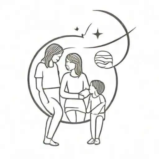 A Mother Who Accompanies Her 3 Children To The Moon
