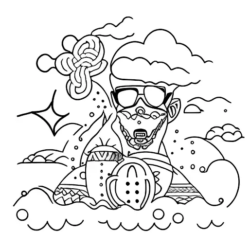 Thigh Tattoo For A Guy Who Loves The Beach