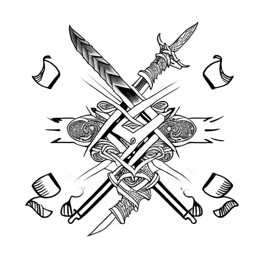 A Creative Tattoo Design Featuring A Sword Intertwined With A Quote About Overcoming Obstacles