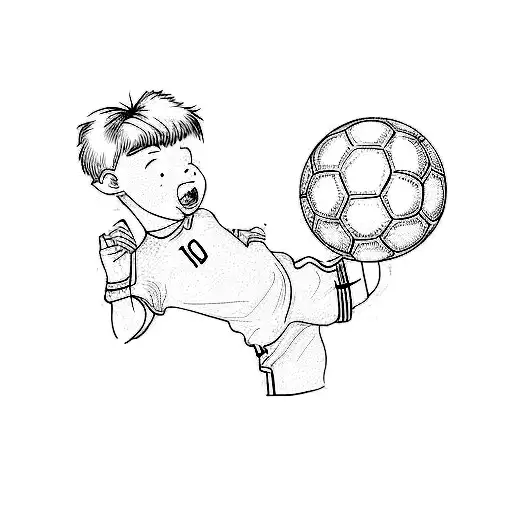 A Boy Kicking A Soccer Ball
