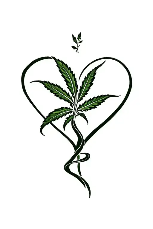Weed Plant Intertwined Into Heart