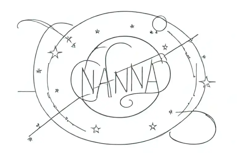 Nanna Font With Neon Moon Behind