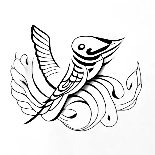 A Minimalist Tattoo Of A Swallows Perched On The Word 'B'