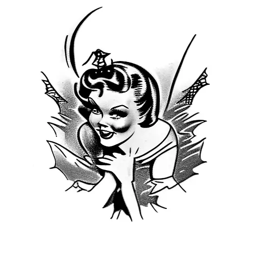 Vintage Halloween Pin Up Girl