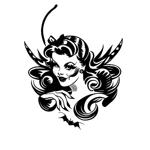 Vintage Halloween Pin Up Girl