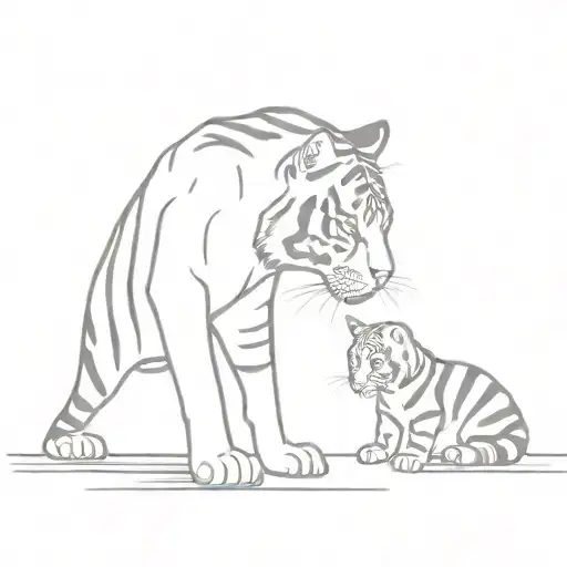 A Small Striped Tabby Cat Looking Into A Big Mirror And Seeing A Tiger As His Reflection