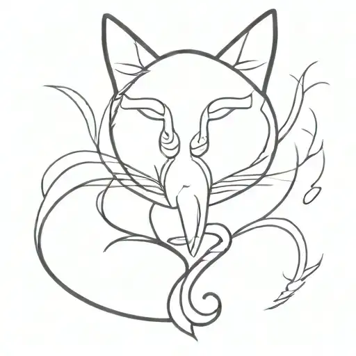 Fire And Black Cat Sitting