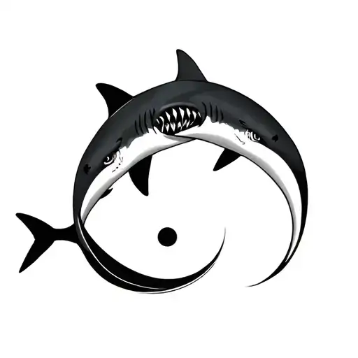 Two Shark Swiming One Each Other In A Ying Yang Shape