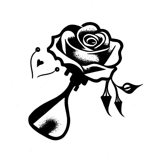 Guitar With Roses With Ace Of Spades With Microphone