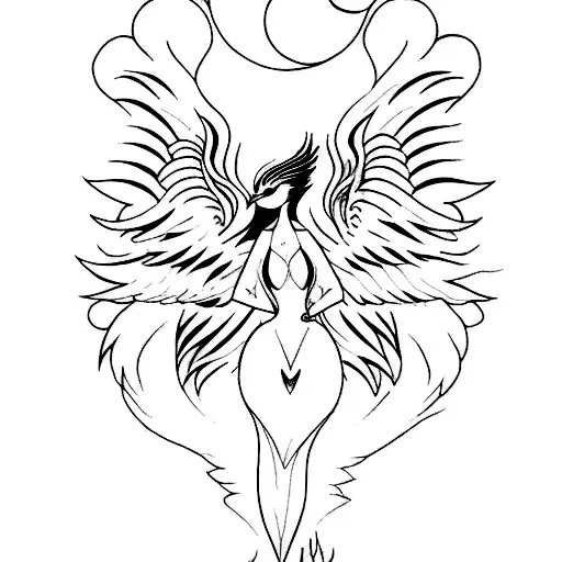 Feminine Phoenix Bird Girly Linework