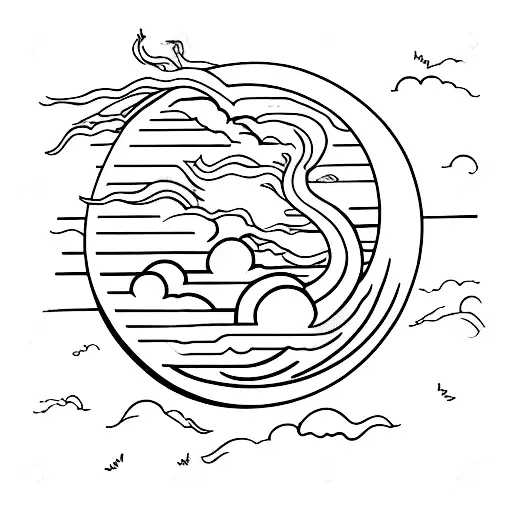 Moon Dragon Grass Clouds