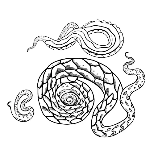 Rattlesnake Coiled Around A Cactus