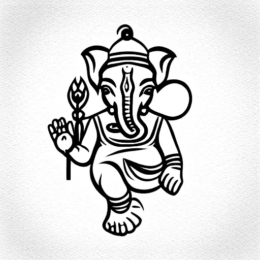 Full Body Ganesha In A Fine Line