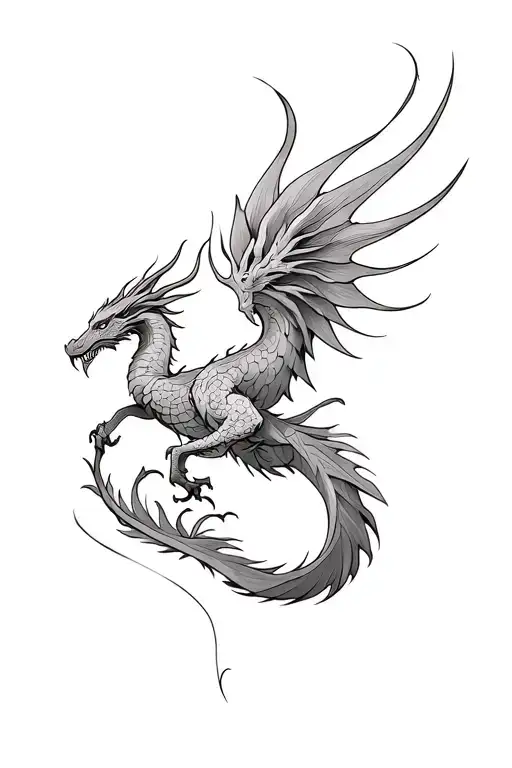 Phoenix Dragon Intertwined