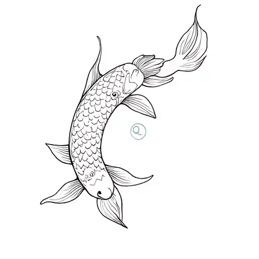 Simple Koi Fish Yin With Lotus Flower