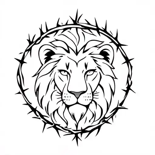 Lion Of Judah With Thorn Crown Straight