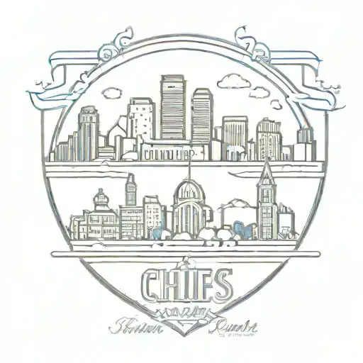 A Minimalist Tattoo Of The Kansas City Skyline With The Chiefs And Royals Logos Incorporated Subtly