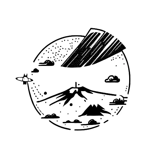 Astronaut Looking At A Volcano On The Horizon