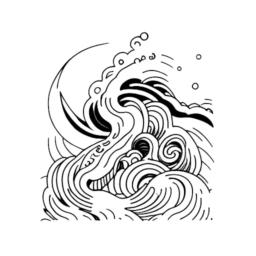 Sea Wave And Bodyboard Fins And Fishing