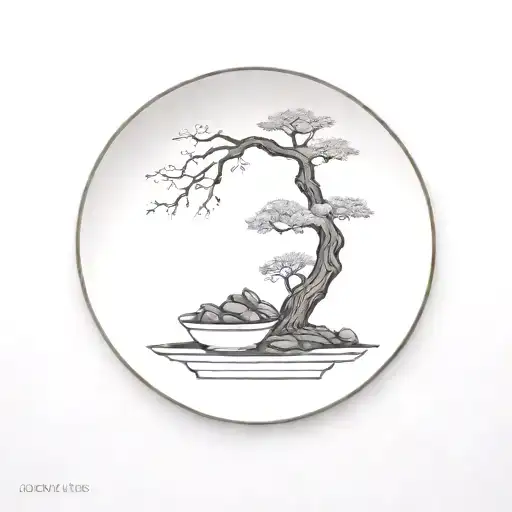 Bonsai Tree Painted On A China Plate