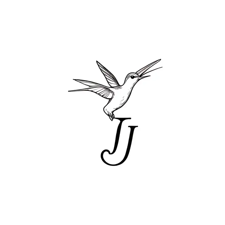 Hummingbird Heart With Letter J