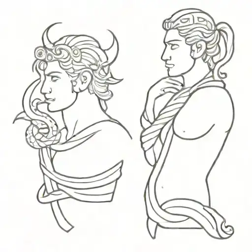 Roman God With A Snake Wrapped