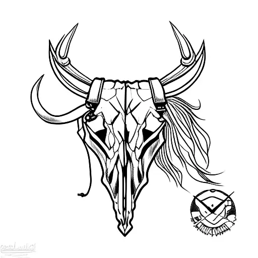 Bull Skull With Barbed Wire