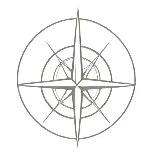A Minimalist Compass Rose Design With A Marlin Silhouette In The Center