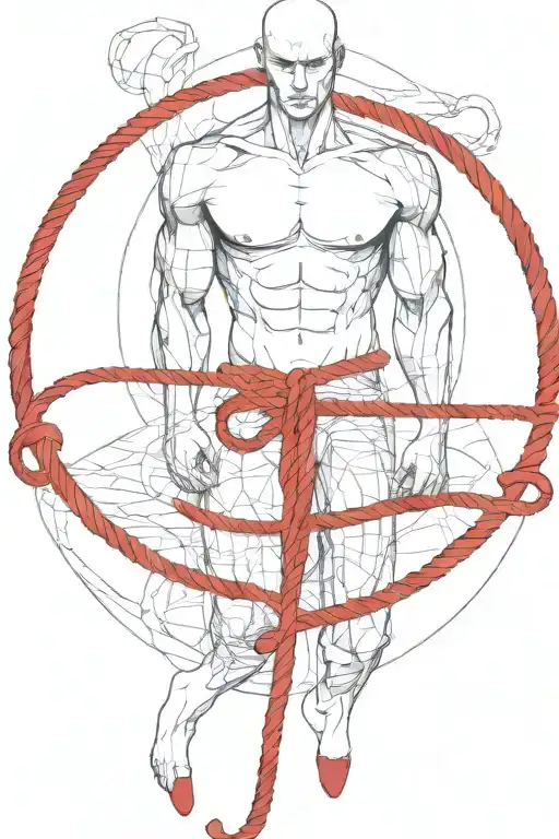 Simple Sexy Man Tied Up With A Red Rope