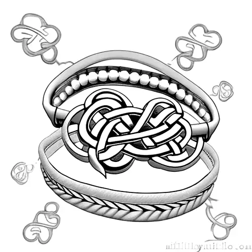 Bracelet Tattoo With Endless Knot With Water And Fire On The Calf