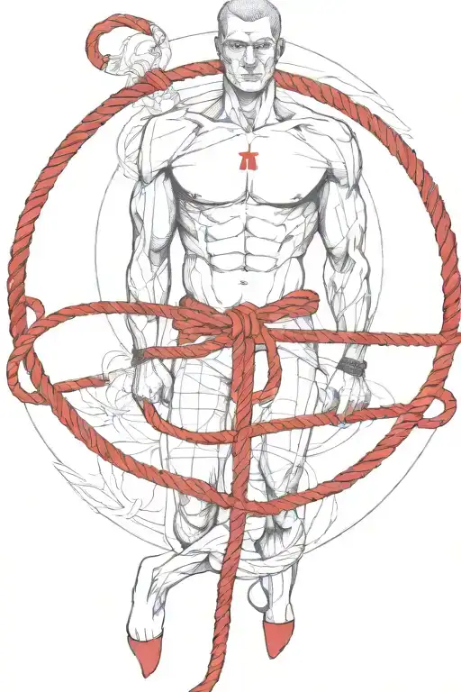 Simple Sexy Man Tied Up With A Red Rope