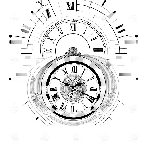 A Minimalist Design Of A Clock Face With Roman Numerals And Delicate Clock Hands