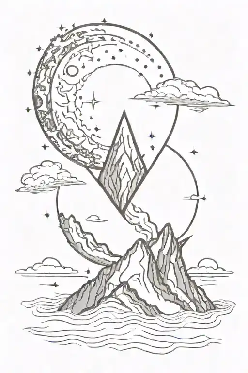 A Heart With In The Sun And Moon There Mountain The Sea The Darkness
