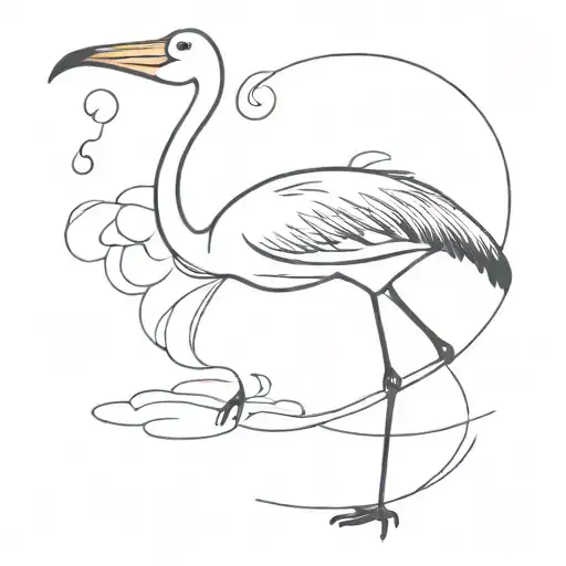 Strong Muscular Flamingo Lifting Weights With Cigarette In Mouth