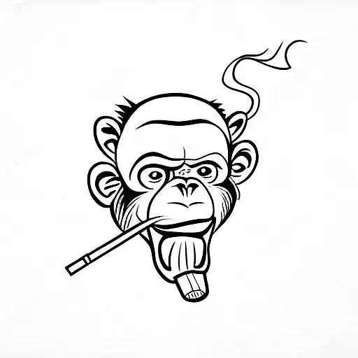 A Gangster Monkey With A Gold Tooth Smoking A Cigarette