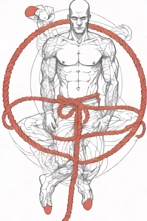 Simple Sexy Man Tied Up With A Red Rope