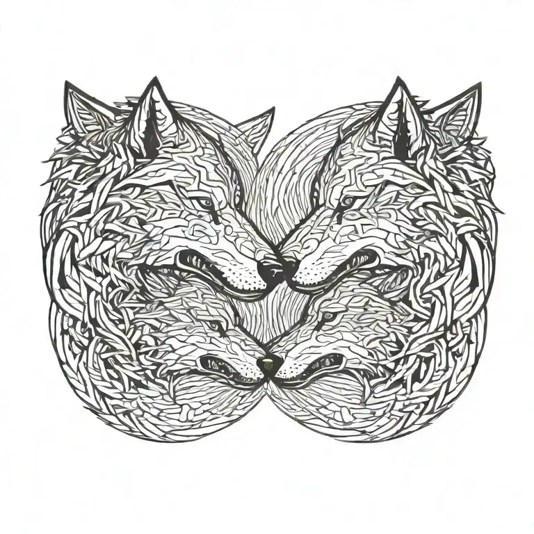 Side Profile Of Two Wolves Snarling At Eachother Face To Face