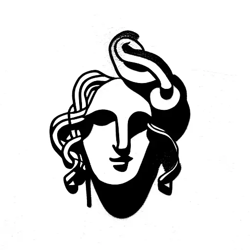 Greek Statue Head And A Snake