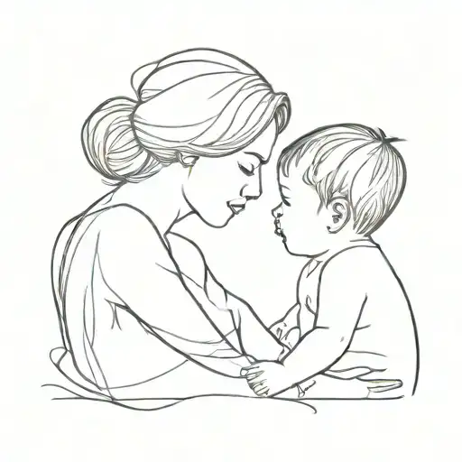 Mom And Baby Boy Line