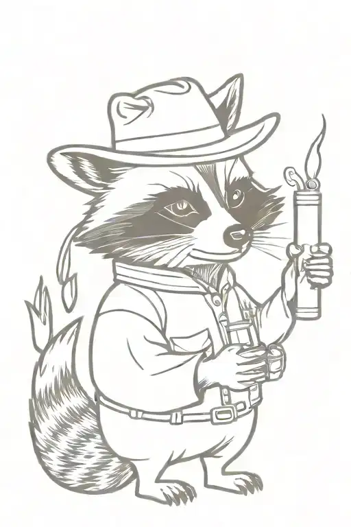 Cowboy Raccoon Holding A Lighter For A Friend