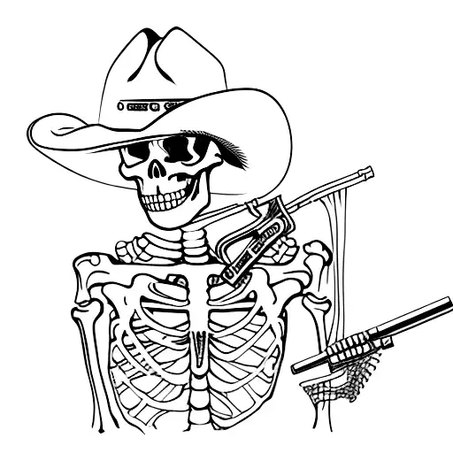 Skeleton Cowboy With Sawed Off Shotgun