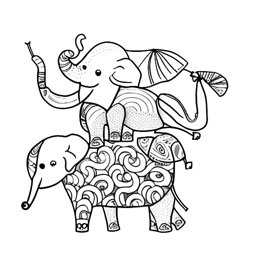 2 Adult Elephants And 2 Baby Elephants